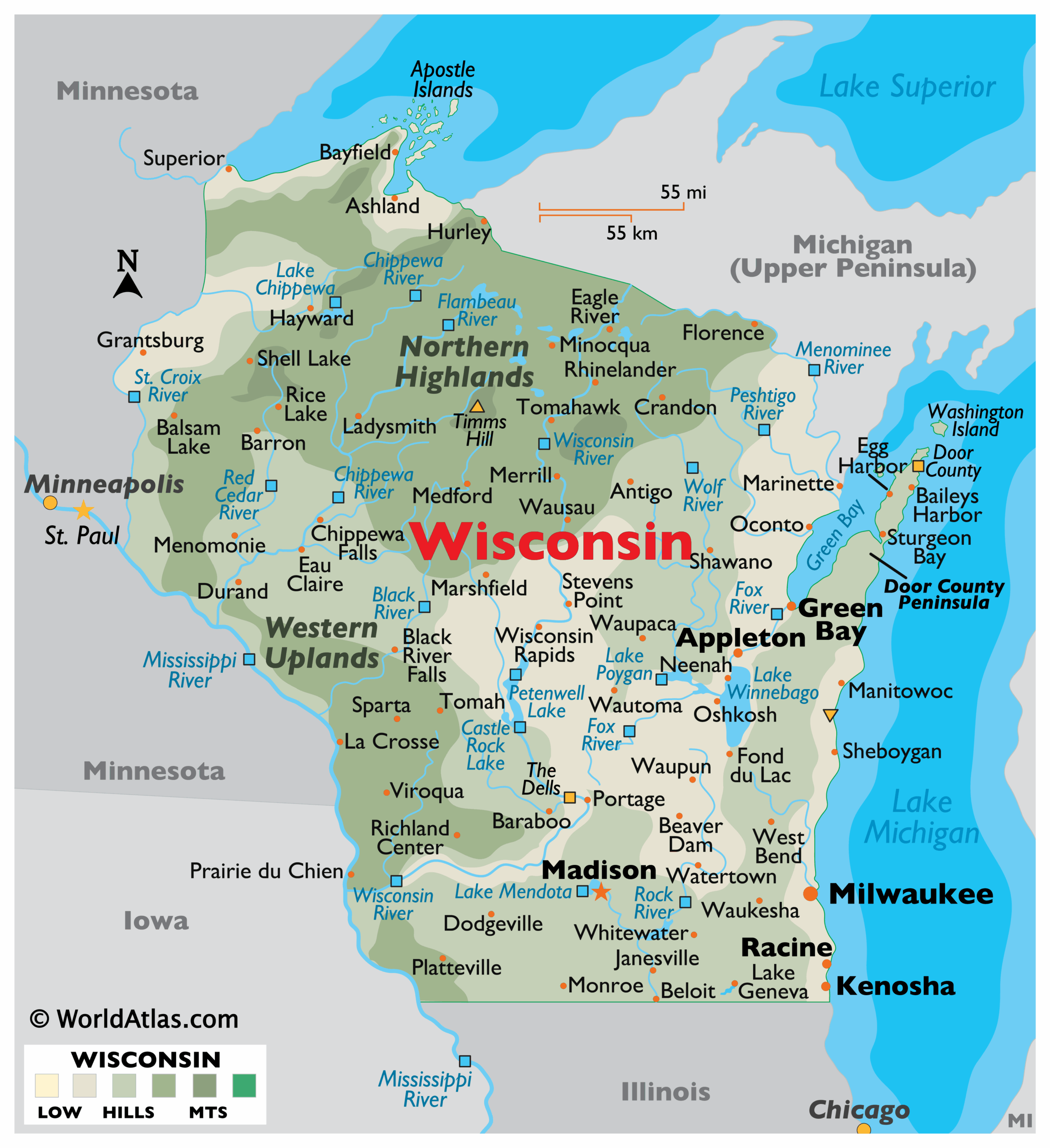 Wisconsin Maps &amp;amp; Facts - World Atlas with regard to Wisconsin On The Map Of Usa