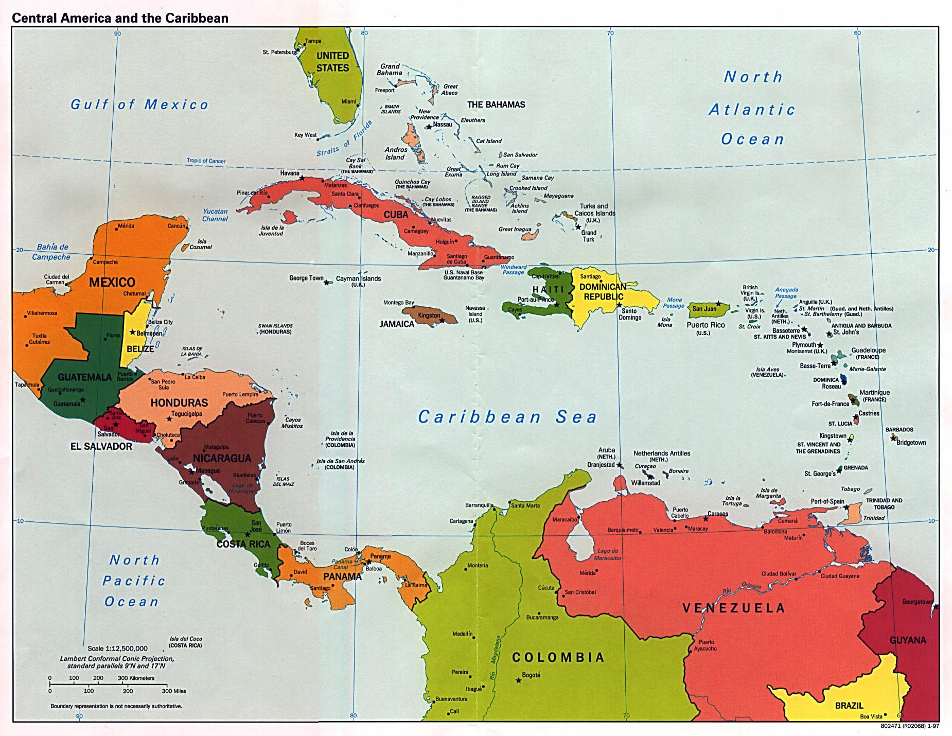 With Capitals Blank Map Of Central America And Caribbean Islands pertaining to Map of USA and Caribbean Islands