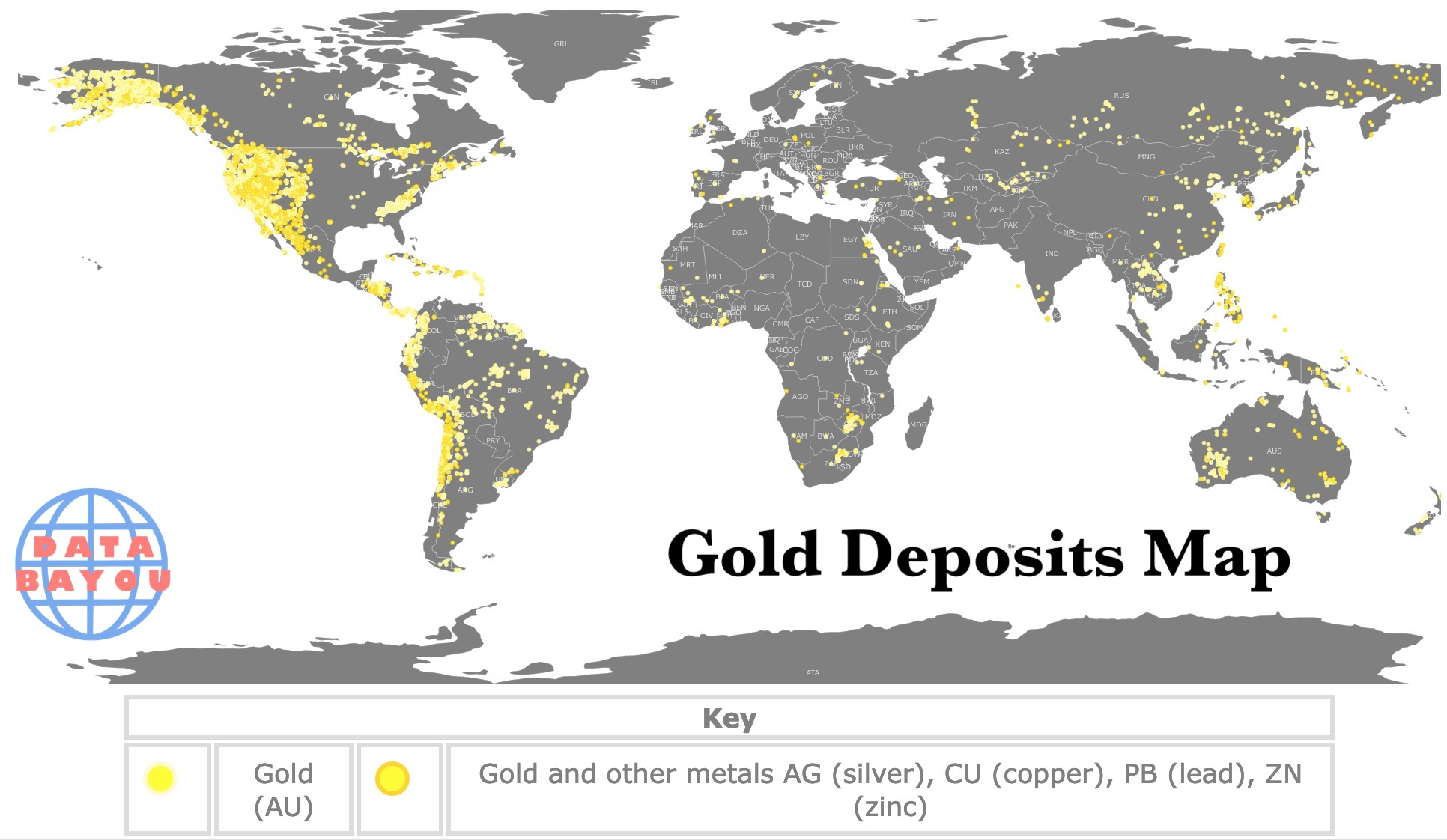 World Gold Deposits Interactive Map throughout Map of Gold Mines In the USA