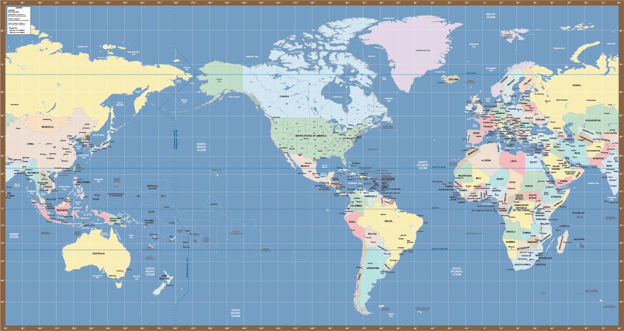 World Map Us Miller Map | Digital | Creative Force within Map of the World In USA