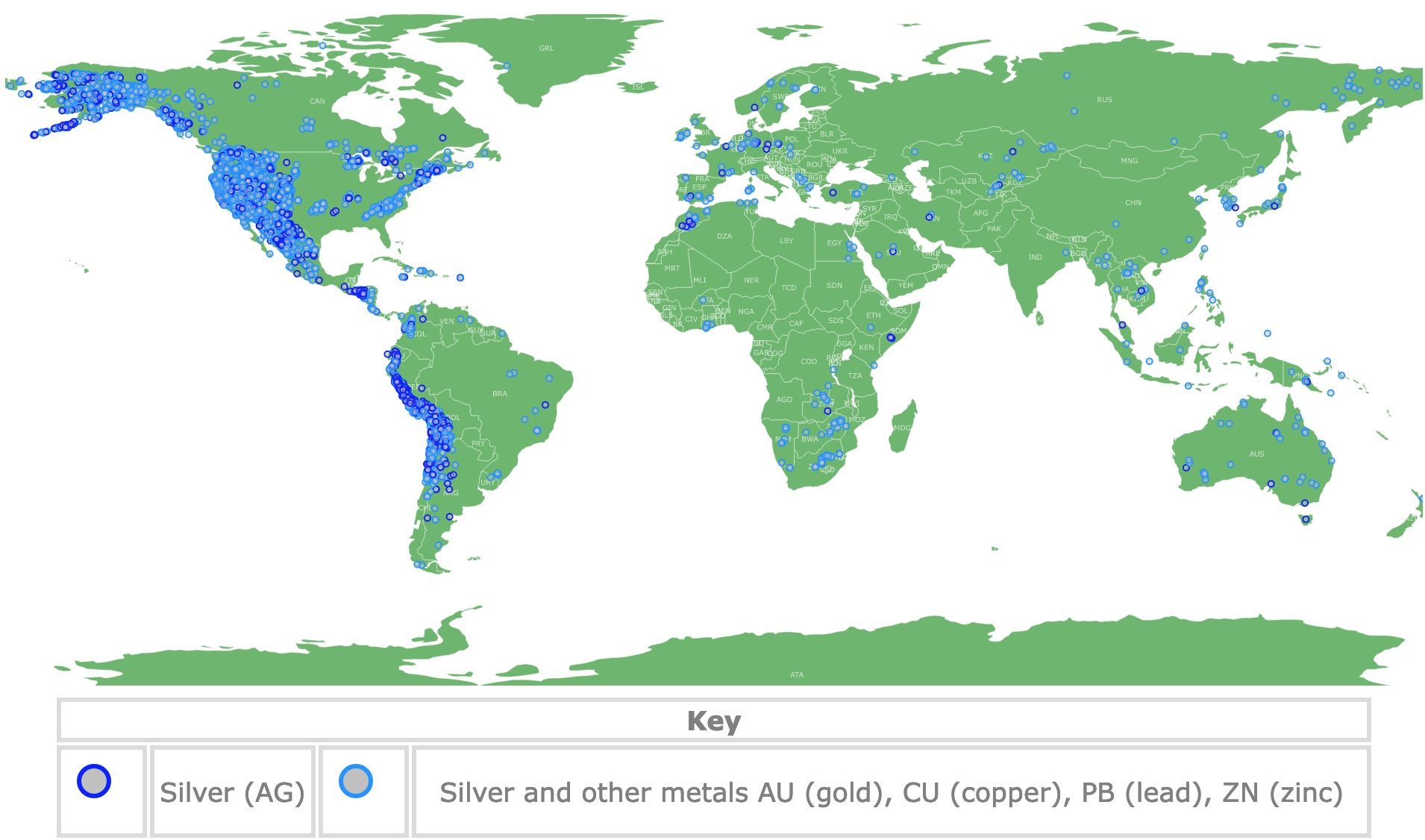 World Silver Deposits Interactive Map with regard to Map Of Silver Mines In Usa