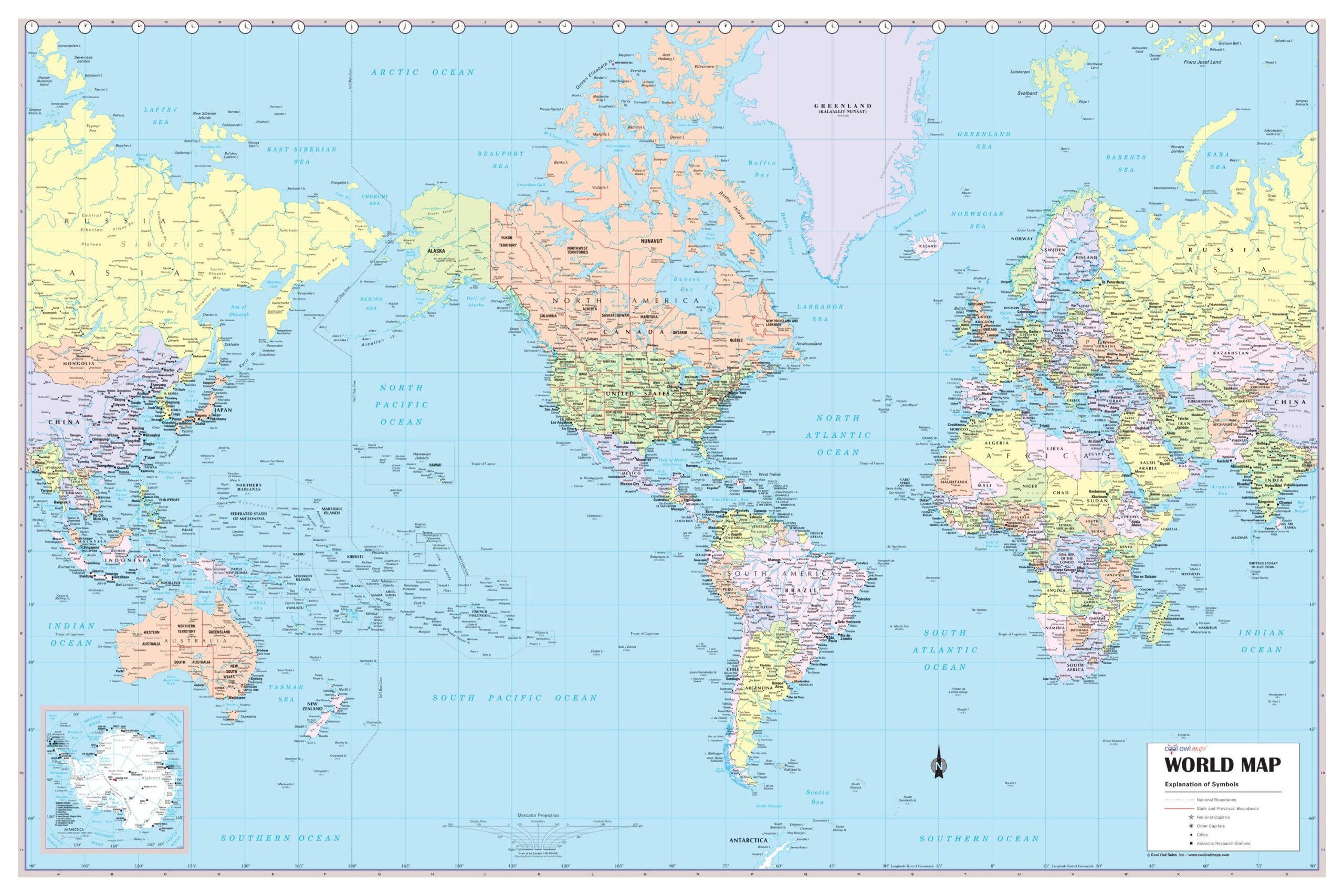 World Wall Map Usa Center Political Poster 36&amp;quot;X24&amp;quot; - Rolled - Etsy throughout Map Of The World Usa Edition