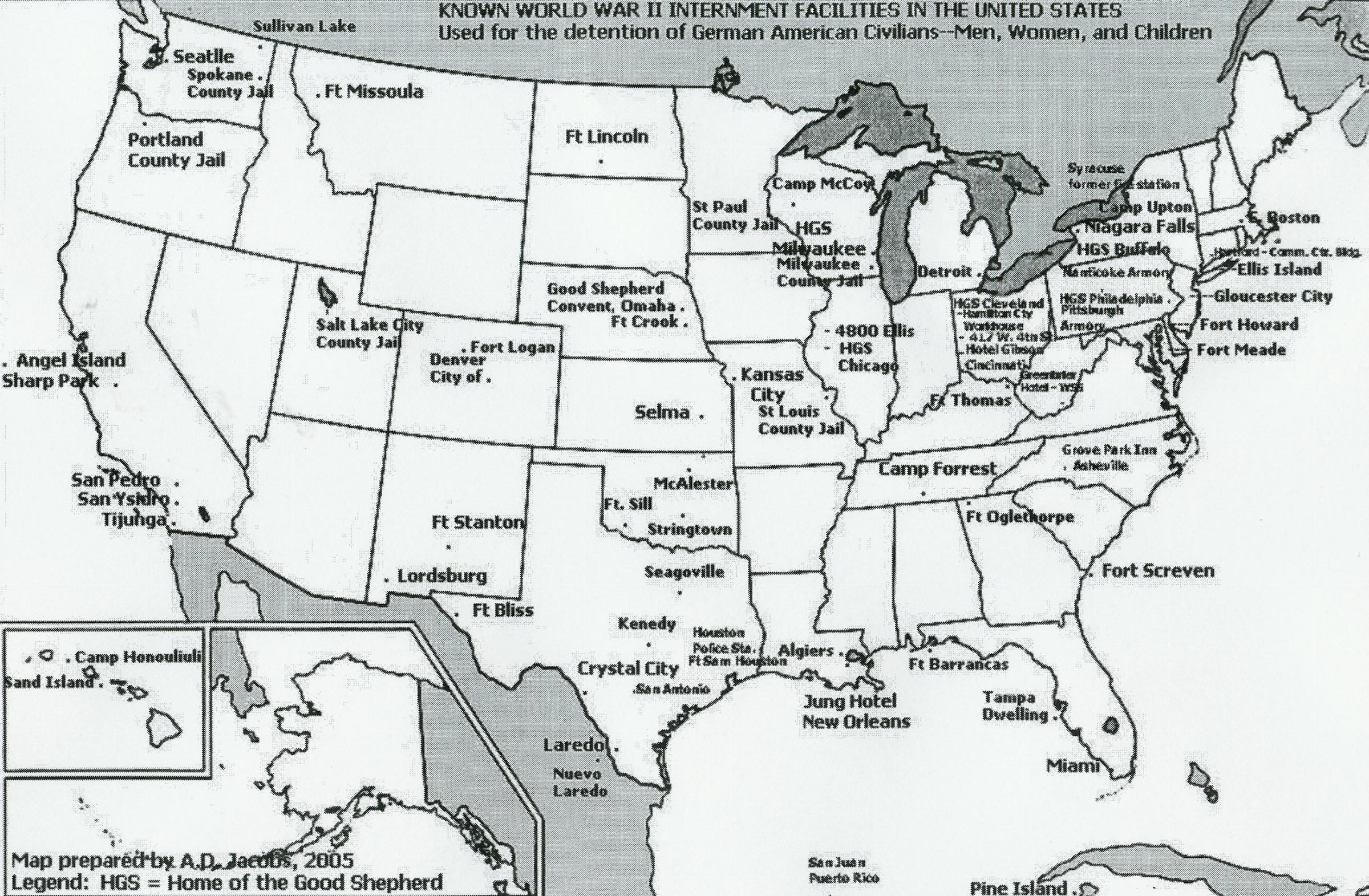 World War Ii Internment Camps throughout Map of Fema Camps In USA