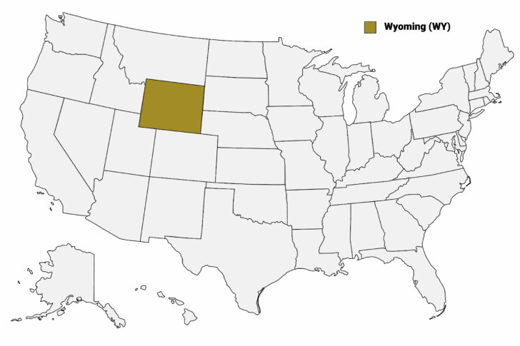 Wyoming On the Map of USA