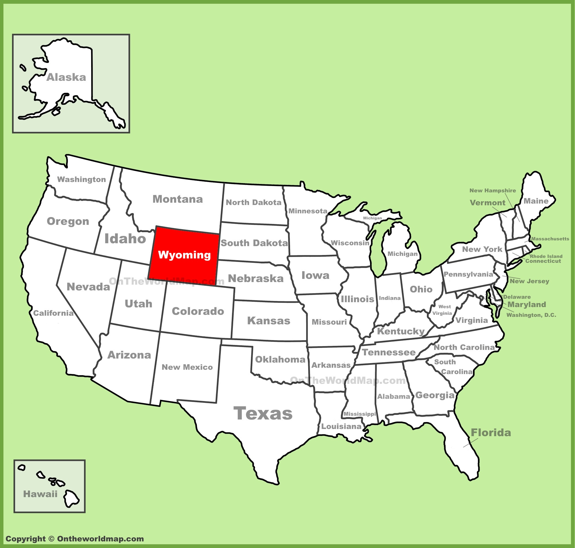Wyoming Location On The U.s. Map - Ontheworldmap in Wyoming On The Map Of Usa