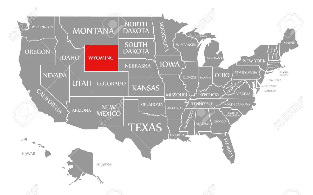 Wyoming Red Highlighted In Map Of The United States Of America intended for Wyoming On the Map of USA
