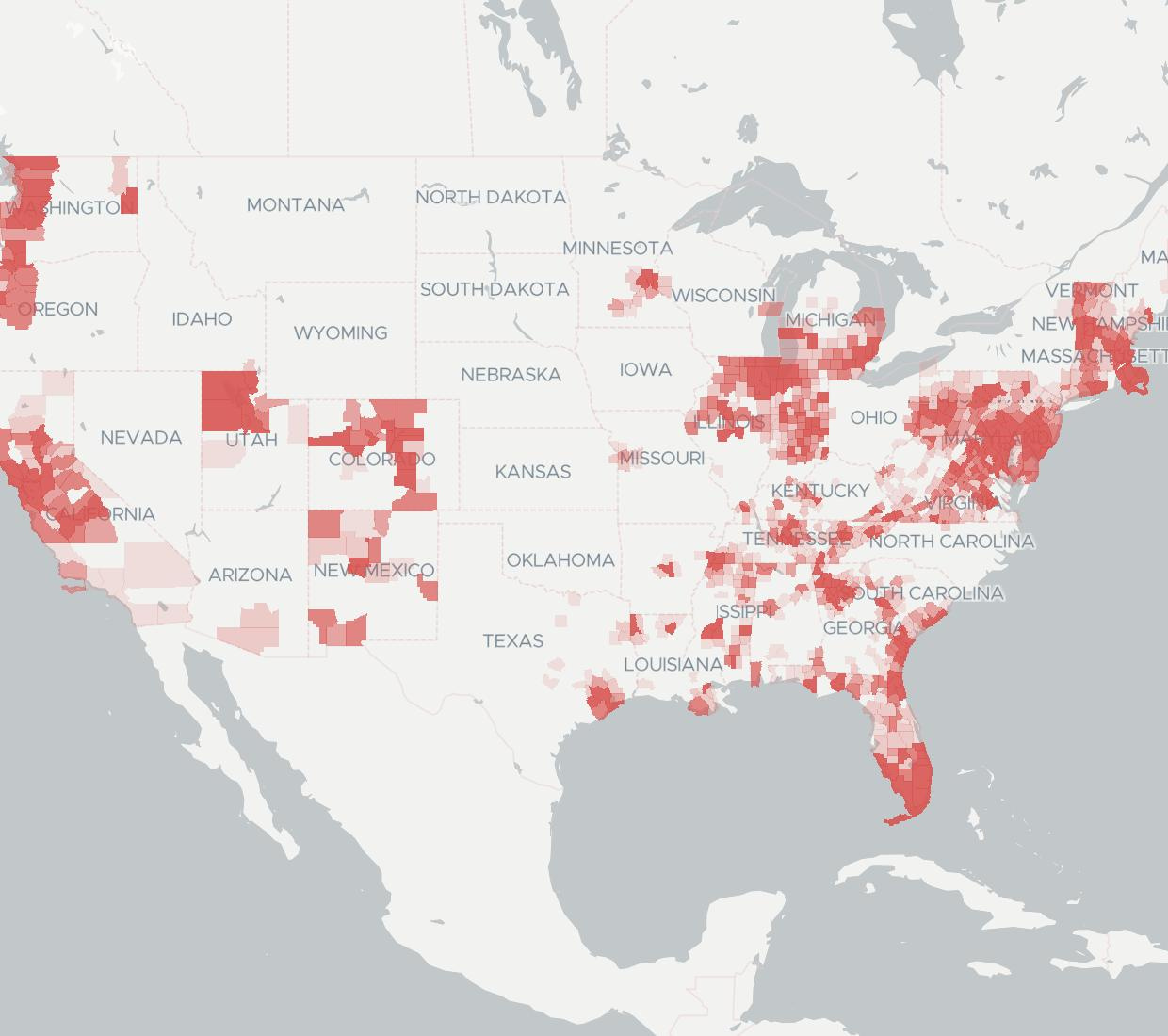 Xfinity Availability &amp;amp; Coverage Map | Broadbandnow intended for Map Of Cable Providers In Usa
