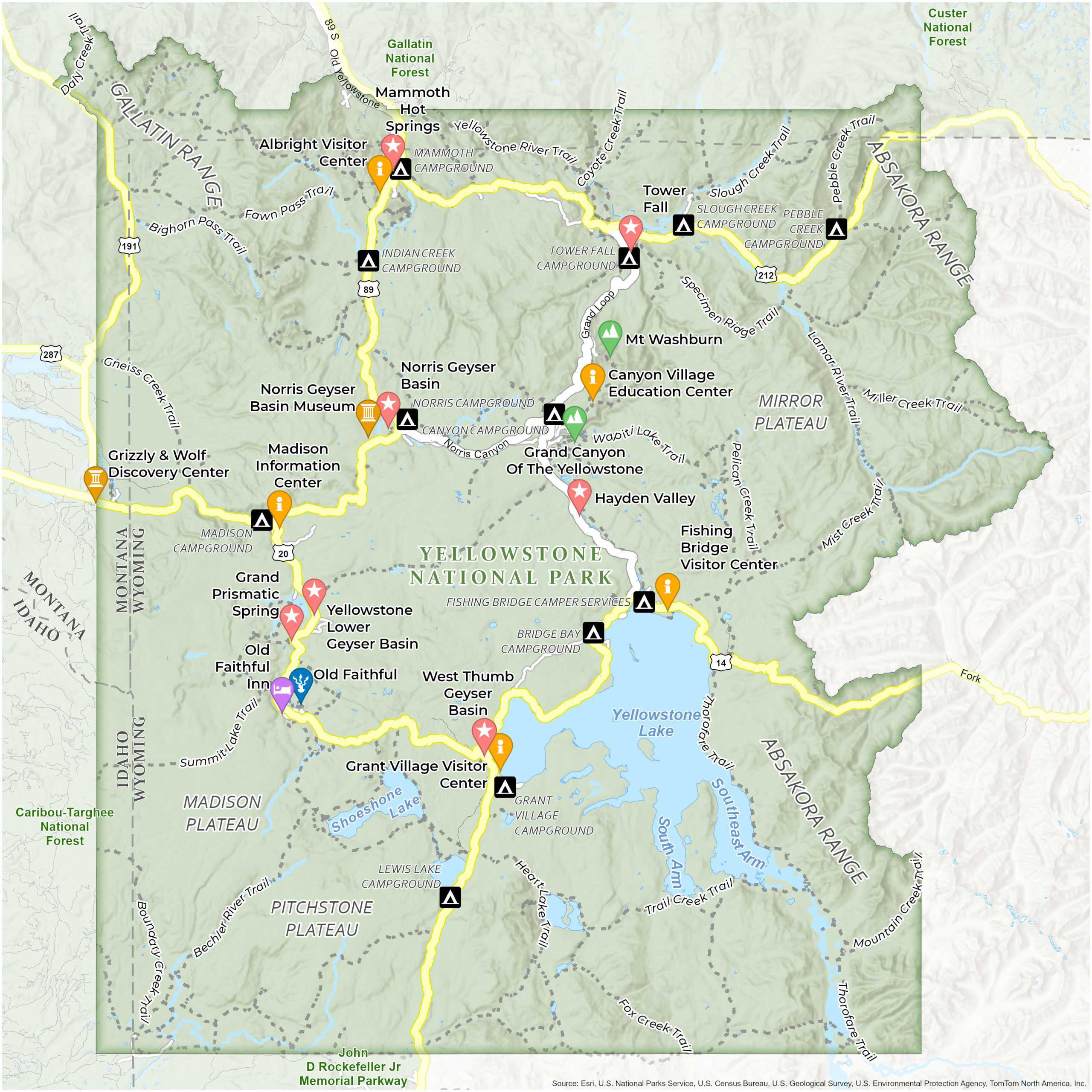 Yellowstone National Park Map - Gis Geography with Map of USA Showing Yellowstone National Park